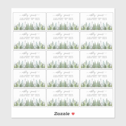 Het Waterverf Pine Tree Forest Wedding Collectie Sticker (Vel)