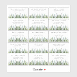 Het Waterverf Pine Tree Forest Wedding Collectie Sticker