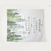 Het Waterverf Pine Tree Forest Wedding Collectie Wandkleed (Voorkant (horizontaal))