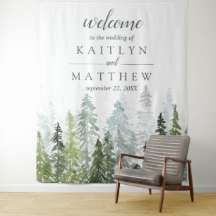 Het Waterverf Pine Tree Forest Wedding Collectie Wandkleed