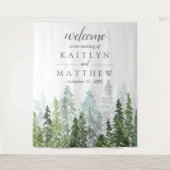 Het Waterverf Pine Tree Forest Wedding Collectie Wandkleed (Voorkant)