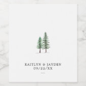 Het Waterverf Pine Tree Forest Wedding Collectie Wijn Etiket (Enkel label)