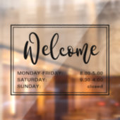 Het welkome manuscript opent uren transparant zwar raamsticker (Vel 2)