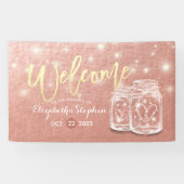 Het Welkome Mason Jars String Lights Roos Gold Spandoek (Horizontaal)