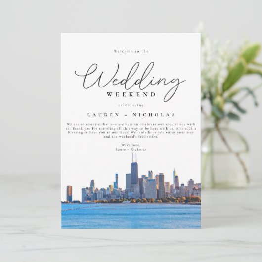 Het Welkomstreisroute van Chicago Wedding Weekend Kaart (Staand voorkant)