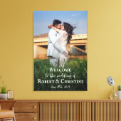 Het welkomstteken van de bruiloft met foto op canv canvas afdruk (Insitu (Woonkamer))