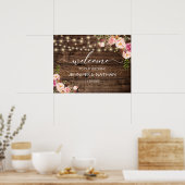 Het welkomstteken van Rustic String Lights Wedding Poster (Keuken)