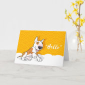 Het Wenskaart "Hallo " van bull terrier Kaart (Gele Bloem)