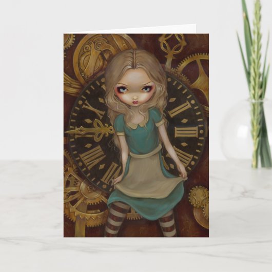 Het Wenskaart van "Alice in Uurwerk" Kaart (Voorkant)