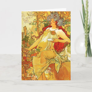 Het Wenskaart van Alphonse Mucha Autumn Kaart
