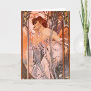 Het Wenskaart van Alphonse Mucha Evening Reverie Kaart