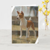 Het Wenskaart van Basenji Kaart (Gele Bloem)