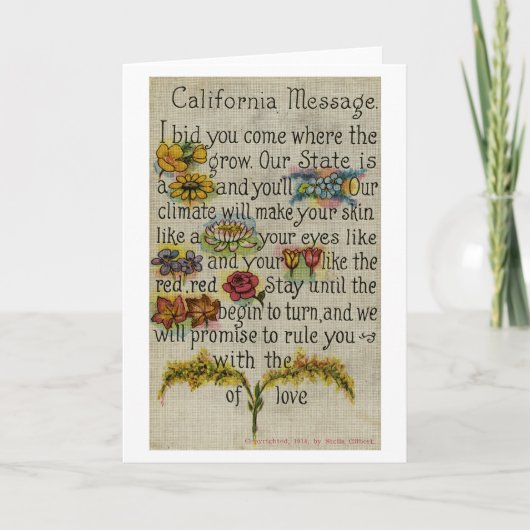 Het Wenskaart van Californië (1914) Kaart (Voorkant)
