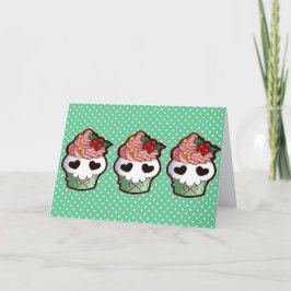 Het Wenskaart van Cupcake van de Schedel van de Feestdagen Kaart