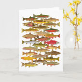 Het Wenskaart van de forel & van de Zalm Kaart (Gele Bloem)