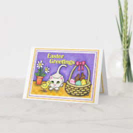 Het Wenskaart van de Kat & van het Kuiken van Feestdagen Kaart