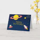 Het Wenskaart van de Raket van de Kosmische ruimte Kaart (Gele Bloem)