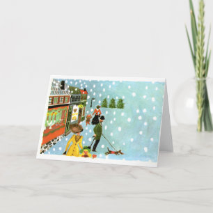 Het Wenskaart van de Scène van Kerstmis van de Feestdagen Kaart