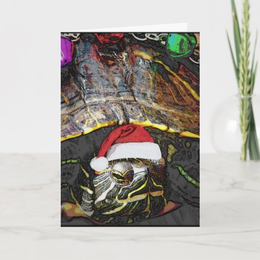 Het Wenskaart van de Schildpad van Kerstmis Feestdagen Kaart (Voorkant)