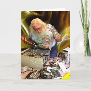 HET WENSKAART VAN DE TOVENAAR VAN DE COMPUTER FEESTDAGEN KAART