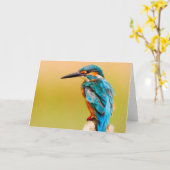 Het Wenskaart van de Vogel van de ijsvogel Kaart (Gele Bloem)