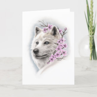 Het Wenskaart van de Wolf van de Bloesem van de Kaart