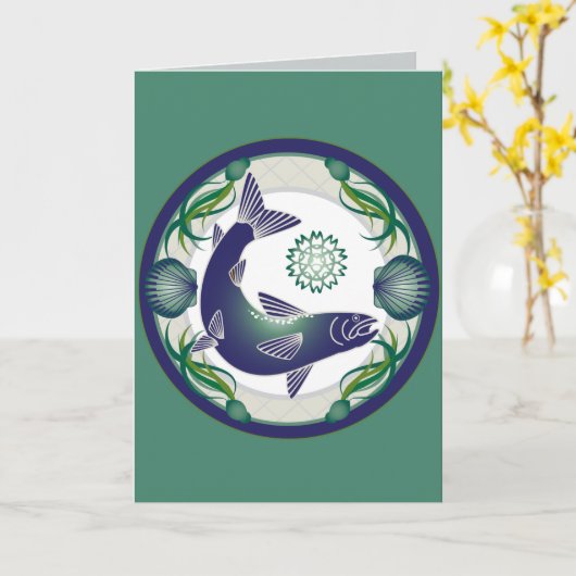 Het wenskaart van de zalm kaart (Gele Bloem)