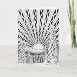 Het Wenskaart van de Zonsopgang van Yule Feestdagen Kaart