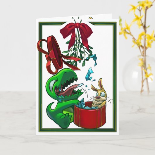 Het Wenskaart van Dinnersaurus: Baby en Bunno Kaart (Gele Bloem)