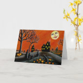 Het Wenskaart van Halloween, heksen, Kaart (Gele Bloem)