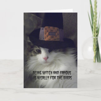 Het Wenskaart van Halloween van de Heks van de kat Kaart
