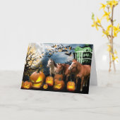 Het Wenskaart van Halloween van het paard Kaart (Gele Bloem)