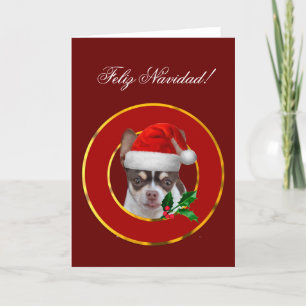 Het wenskaart van het chihuahuapuppy van Navidad Feestdagen Kaart