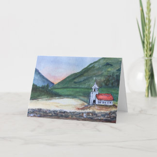 Het wenskaart van het landschap, met kerk kaart