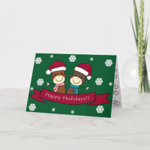 Het Wenskaart van Kerstmis van de Aap van de sok Feestdagen Kaart