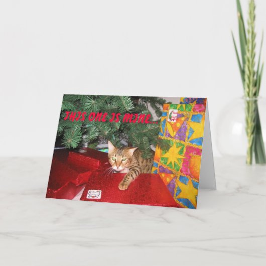 HET WENSKAART VAN KERSTMIS VAN DE KAT VAN BENGALEN FEESTDAGEN KAART (Voorkant)