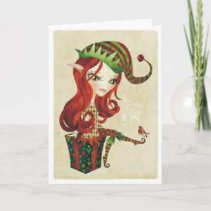 Het Wenskaart van Kerstmis van Elfie Feestdagen Kaart