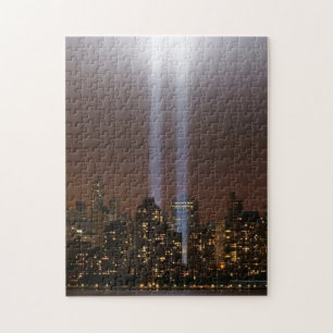 Het wereldhandelscentrum in New York in het licht. Legpuzzel