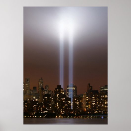 Het wereldhandelscentrum in New York in het licht. Poster (Voorkant)
