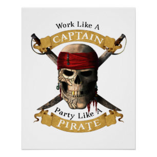 Het werk als een hoofdpartij als een piraatschedel perfect poster