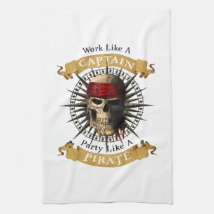 Het werk als een hoofdpartij als een piraatschedel theedoek