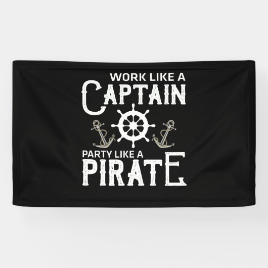 Het werk als een Kapitein Partij als een Pirate Spandoek (Horizontaal)