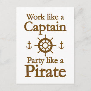Het werk als een Kapitein Partij als een Pirate Uitnodiging Briefkaart