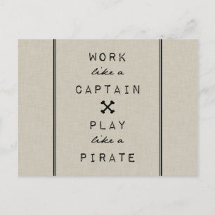 Het werk als een toneelstuk als een piraat briefkaart