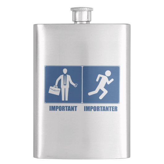 Het werk is belangrijk, het lopen is belangrijk heupfles (Voorkant)