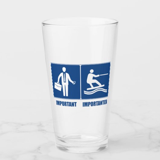 Het werk is belangrijk, het wakeboarding is belang glas (Voorkant)