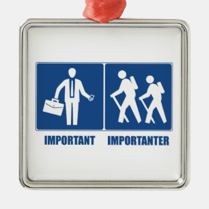 Het werk is belangrijk het wandelen is belangrijk metalen ornament