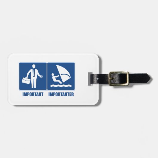Het werk is belangrijk, het windsurfen is belangri bagagelabel (Voorkant horizontaal)