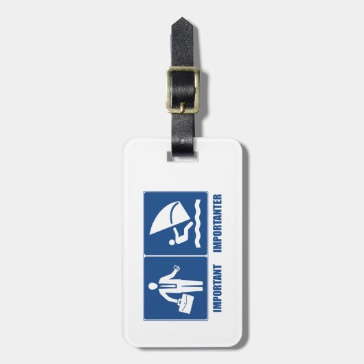 Het werk is belangrijk, het windsurfen is belangri bagagelabel (Voorkant verticaal)