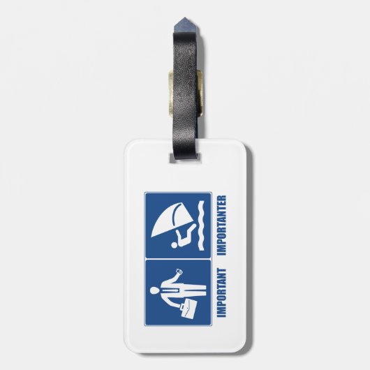 Het werk is belangrijk, het windsurfen is belangri bagagelabel (Achterkant verticaal)